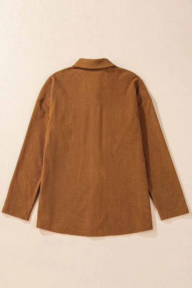 Pocketed Snap Down Long Sleeve Jacket - Love Salve